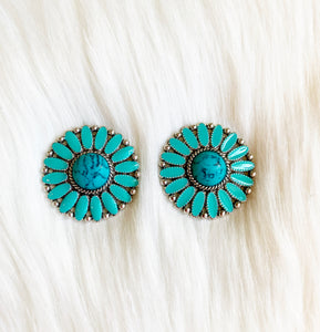 Western Concho Turquoise Earrings